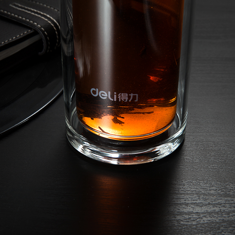 得力8977玻璃杯(黑)220ml盖子锌合金氧化