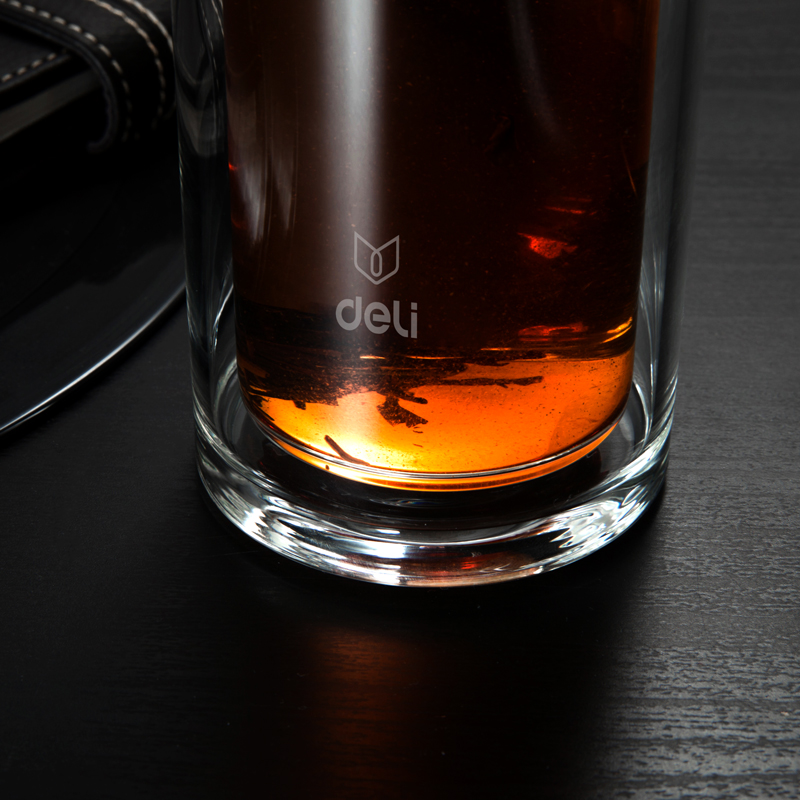 得力8978玻璃杯(黑)320ml盖子锌合金氧化